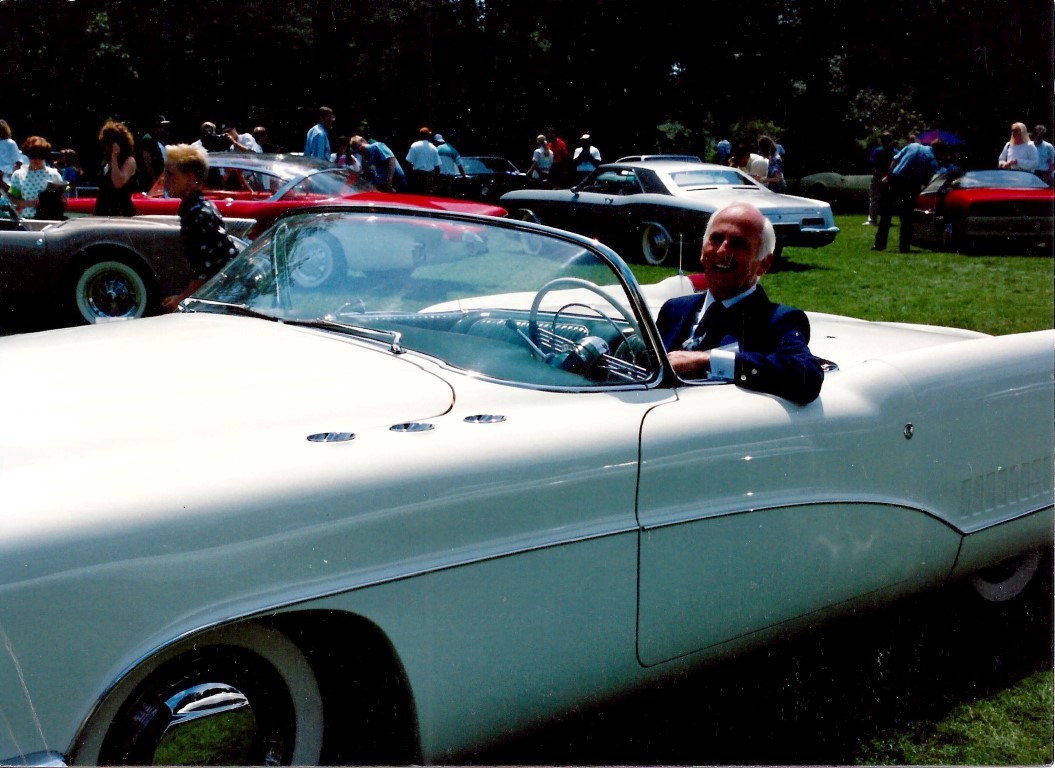 Chuck Jordan behind the wheel of the Wildcat at the Eyes on Design event circa 1993 