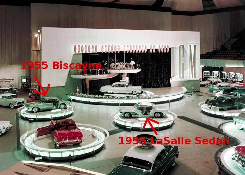 1955 LaSalle Sedan (center) and 1955 Chevrolet Biscayne 