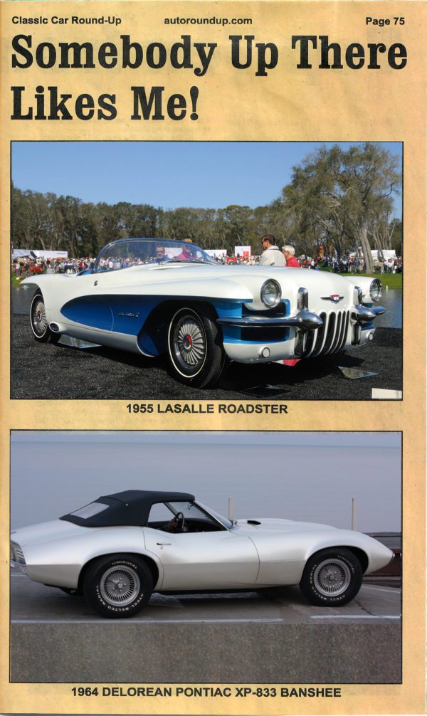 White 1955 LaSalle Roadster and 1964 Banshee.